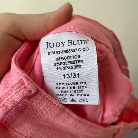 Judy Blue Jeans Womens 13/31 Pretty in Pink High Rise Cargo Straight Leg Stretch - Picture 5 of 11